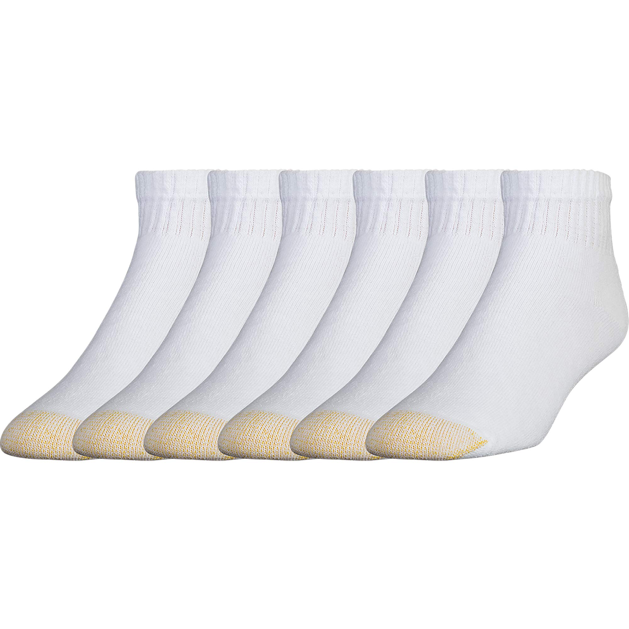 GOLDTOE Men's 656p Cotton Quarter Athletic Socks, Multipairs, White (6-Pairs), X-Large