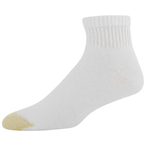 GOLDTOE Men's 656p Cotton Quarter Athletic Socks, Multipairs, White (6-Pairs), X-Large