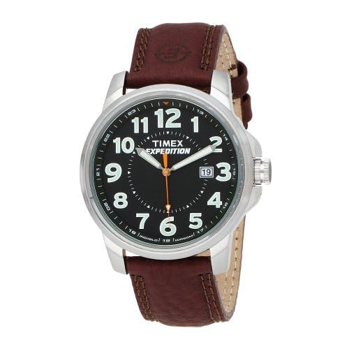 Timex Men's T44921 Expedition Metal Field Brown Leather Strap Watch