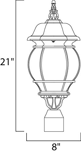 Crown Hill-Three Light Outdoor Post Mount in Early American Style-8 Inches Wide by 21 inches high