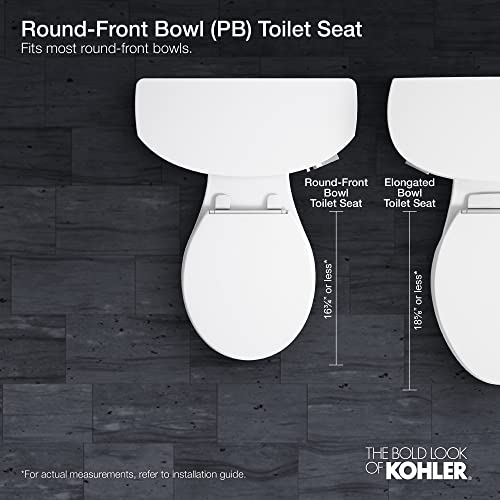 KOHLER K-4636-0 Cachet Elongated, Grip-Tight Bumpers, Quiet-Close Release Hinges, Quick-Attach Hardware, No Slam Toilet Seat, White