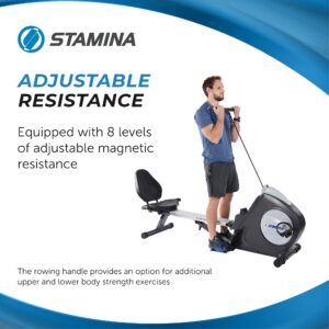 Stamina Conversion II Recumbent Exercise Bike and Rower - Cardio Machine with Smart Workout App - Exercise Bike for Home Workout - Up to 250 lbs Weight Capacity