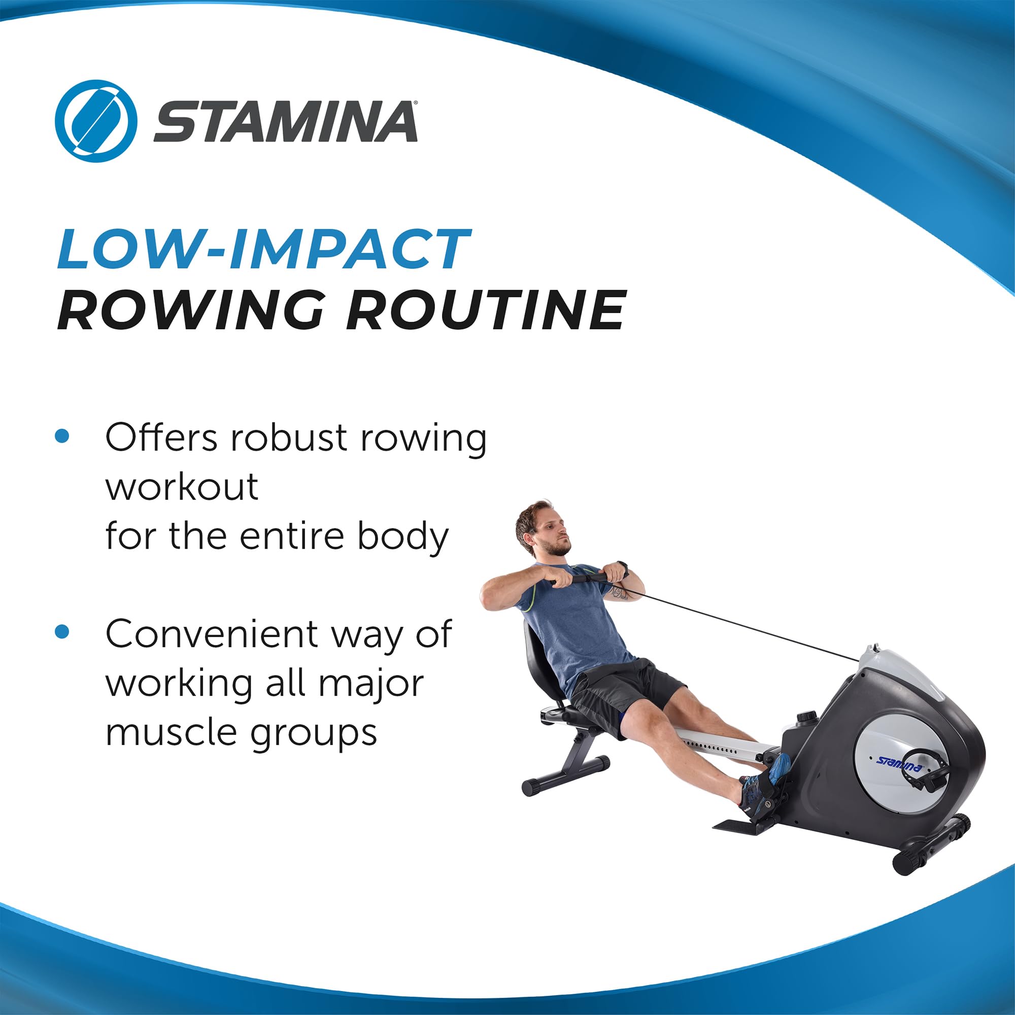 Stamina Conversion II Recumbent Exercise Bike and Rower - Cardio Machine with Smart Workout App - Exercise Bike for Home Workout - Up to 250 lbs Weight Capacity