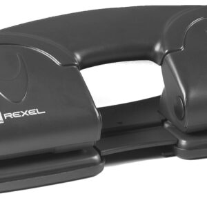 Rexel V412 4 Hole Punch, 12 Sheet Capacity, Adjustable Guide Bar, Metal, Black, 8309