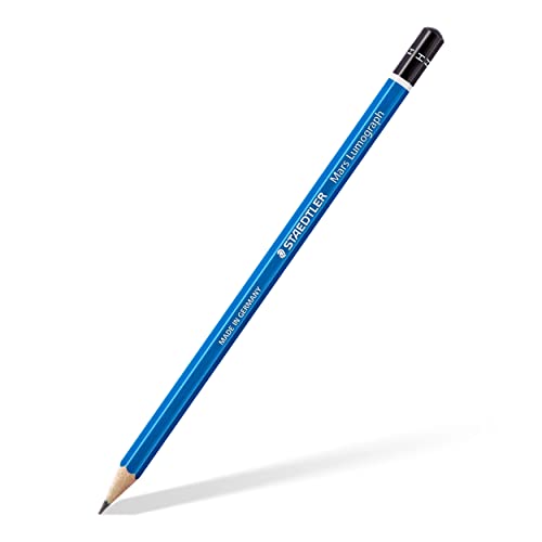 Staedtler Mars Lumograph Pre-Sharpened Writing and Art Drawing Pencils, H Lead, Box of 12, 100-H