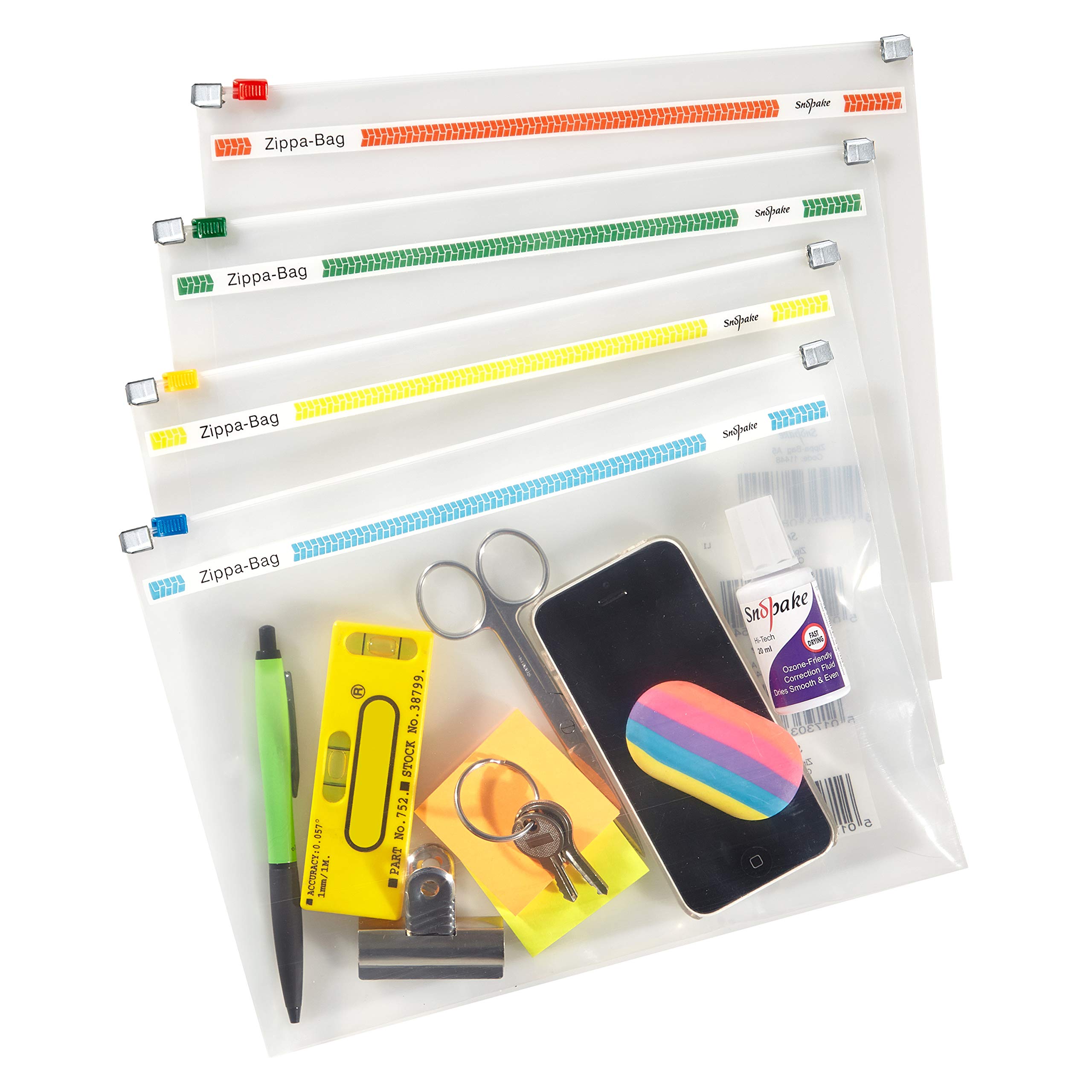 Snopake A5 250x180mm Zippa Bag with Tops - Transparent/Assorted (Pack of 25)