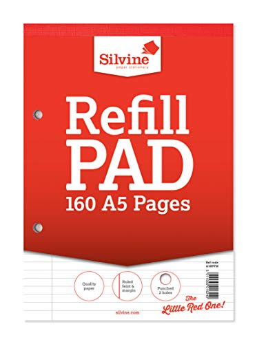 Silvine SV41642 A5 Refill Feint Pad,White(Pack of 6)