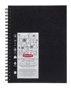 derwent sketch book, big book drawing pad, a4, 8.27 x 11.69 inches sheet size, wirebound, hard covers, 86 sheets (2301607)