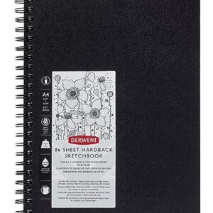 Derwent Sketch Book, Big Book Drawing Pad, A4, 8.27 x 11.69 Inches Sheet Size, Wirebound, Hard Covers, 86 Sheets (2301607)