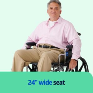 Medline Excel Extra-Wide Bariatric Wheelchair For Adults and Seniors with 24" Wide Seat, Supports up to 500 lbs