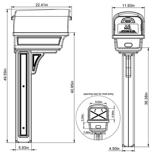 Gibraltar Mailboxes Gentry Large Capacity Double-Walled Plastic Mocha, All-In-One Mailbox & Post Combo Kit, GGC1M0000