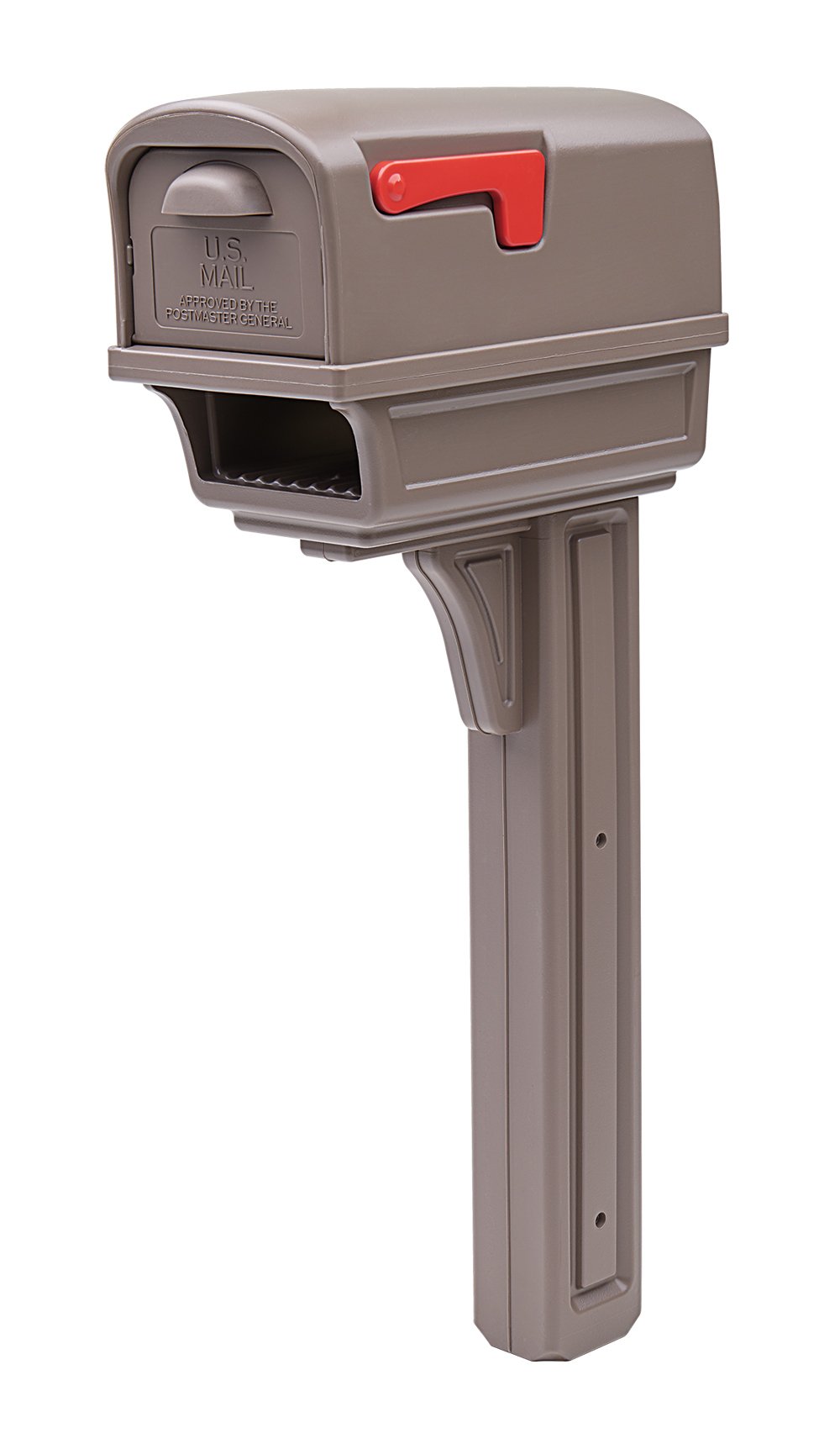 Gibraltar Mailboxes Gentry Large Capacity Double-Walled Plastic Mocha, All-In-One Mailbox & Post Combo Kit, GGC1M0000