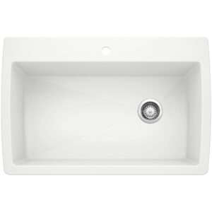 blanco, white 440195 diamond silgranit super single drop-in or undermount kitchen sink, 33.5" x 22"