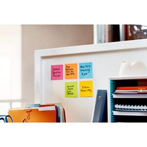 Post-it Super Sticky Notes, 3x3 in, 5 Pads, 2x the Sticking Power, Energy Boost Collection, Bright Colors, Recyclable (654-5SSUC)