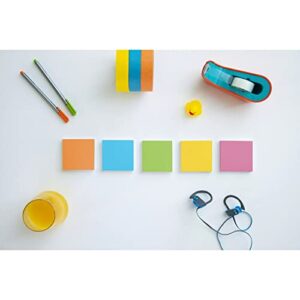 Post-it Super Sticky Notes, 3x3 in, 5 Pads, 2x the Sticking Power, Energy Boost Collection, Bright Colors, Recyclable (654-5SSUC)