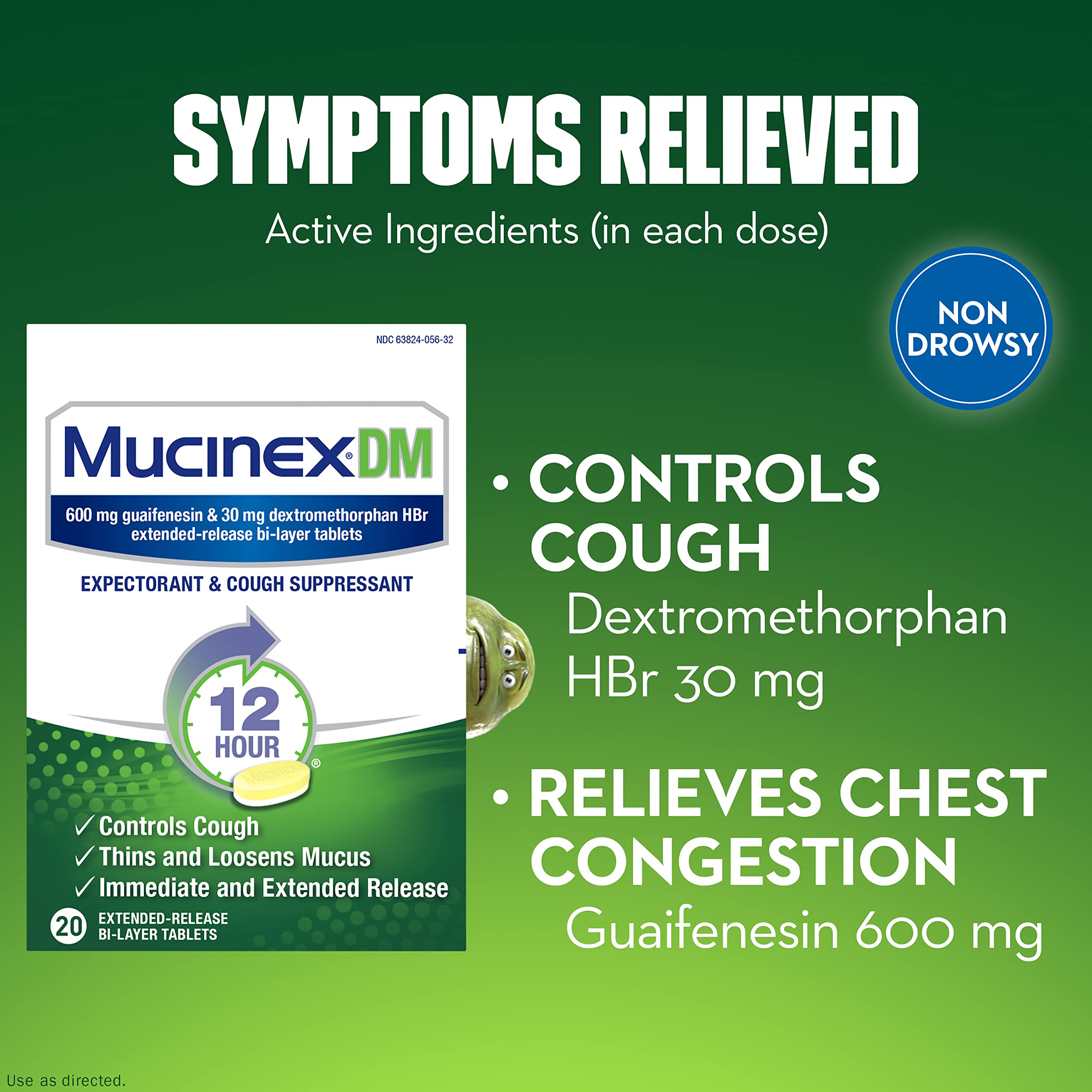 Mucinex DM-Expectorant/Cough Suppressant, 60 Tablets (3 Packs of 20 Count)