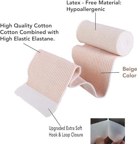 Medline Matrix Wrap Elastic Bandage with Hook and Loop Closure, Non-Sterile, 4" x 5 yd, White/Beige (Pack of 10)