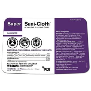 PDI-Q55172 Professional Disposables Surface Disinfectant Super Sani-Cloth Wipes, 160 Count - Purple