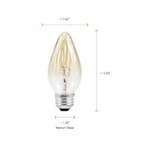 Sylvania F15 Décor Incandescent Light Bulb, 25W, Amber Iridescent Finish, Medium Base, 120V, 2 Pack