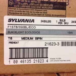 (8 Pack) Sylvania 21623 - F15T8/350BL Fluorescent Tube Black Light