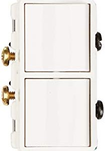 Leviton 5627-W 20 Amp, 120/277 Volt, Decora Single-Pole / Single-Pole AC Combination Switch, Commercial Grade, Grounding, White