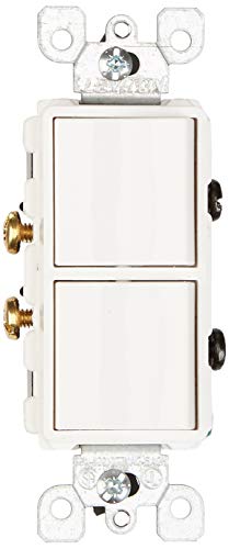 Leviton 5627-W 20 Amp, 120/277 Volt, Decora Single-Pole / Single-Pole AC Combination Switch, Commercial Grade, Grounding, White