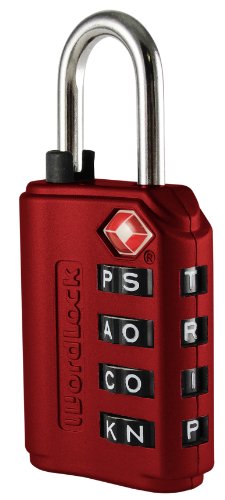 Wordlock LL-206-RD TSA Approved Combination Luggage Lock – 4 Dial, Red, Normal