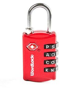 wordlock ll-206-rd tsa approved combination luggage lock – 4 dial, red, normal