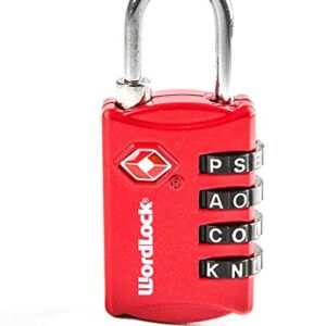 Wordlock LL-206-RD TSA Approved Combination Luggage Lock – 4 Dial, Red, Normal