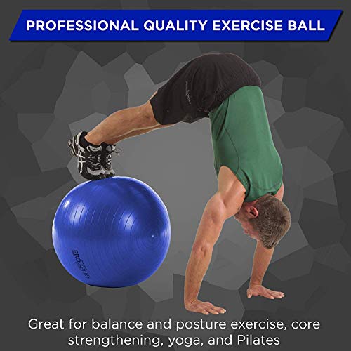 THERABAND Exercise Ball, Professional Series Stability Ball with 75 cm Diameter for Athletes 6'2" to 6'8" Tall, Slow Deflate Fitness Ball for Improved Posture, Balance, Yoga, Pilates, Core, Blue