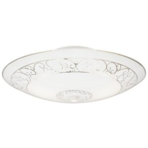 Westinghouse 6620600 Two-Light Semi-Flush-Mount Interior Ceiling Fixture, White Finish with White Scroll Design Glass, Round