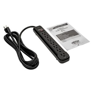 Tripp Lite 7 Outlet Surge Protector Power Strip, Extra Long 12ft Cord, Black, & Dollar 25,000 Insurance (TLP712B)