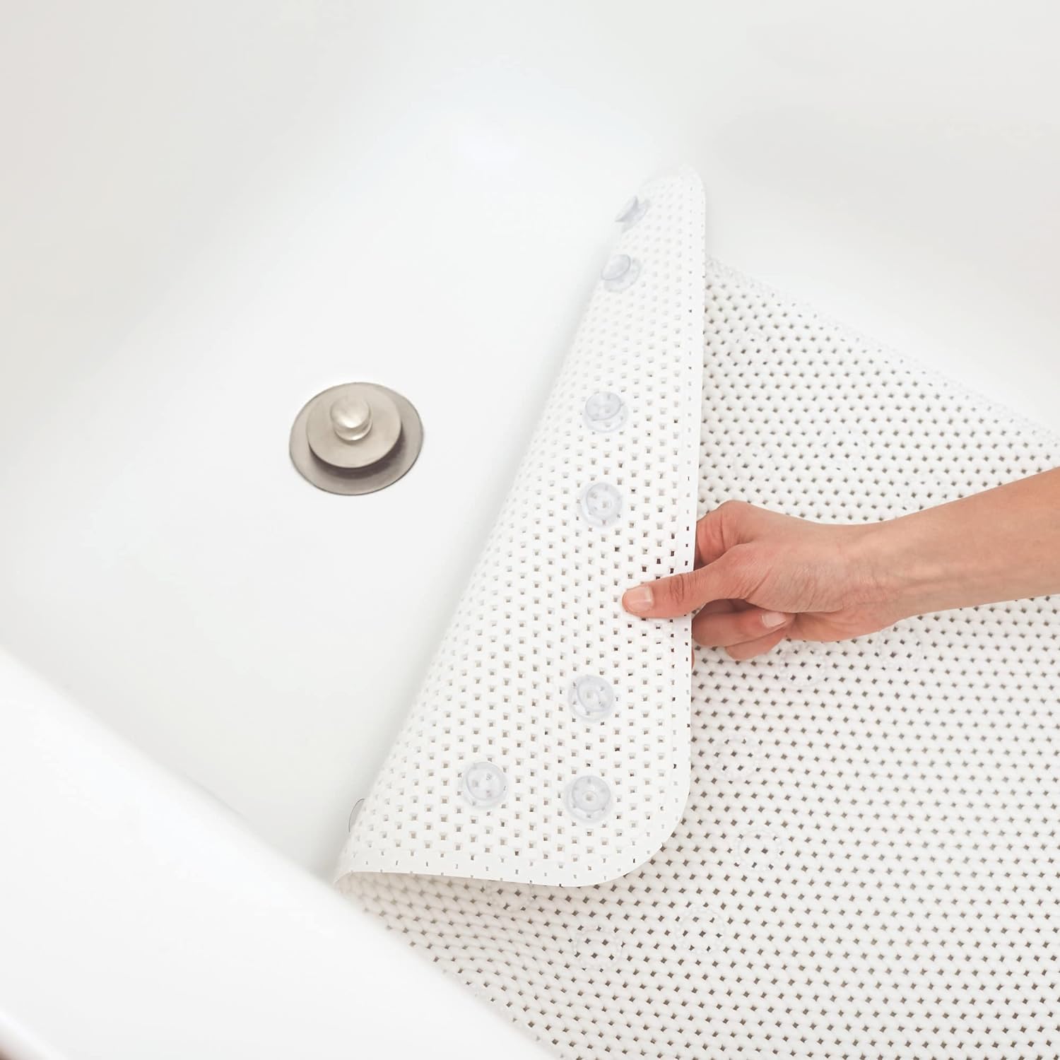 Duck Brand Softex Bath Mat for Tubs, Machine Washable, 17 x 36 Inches, White, Skid Resistant (393477)