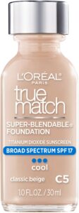 l'oreal paris makeup true match super-blendable liquid foundation, classic beige c5, 1 fl oz,1 count