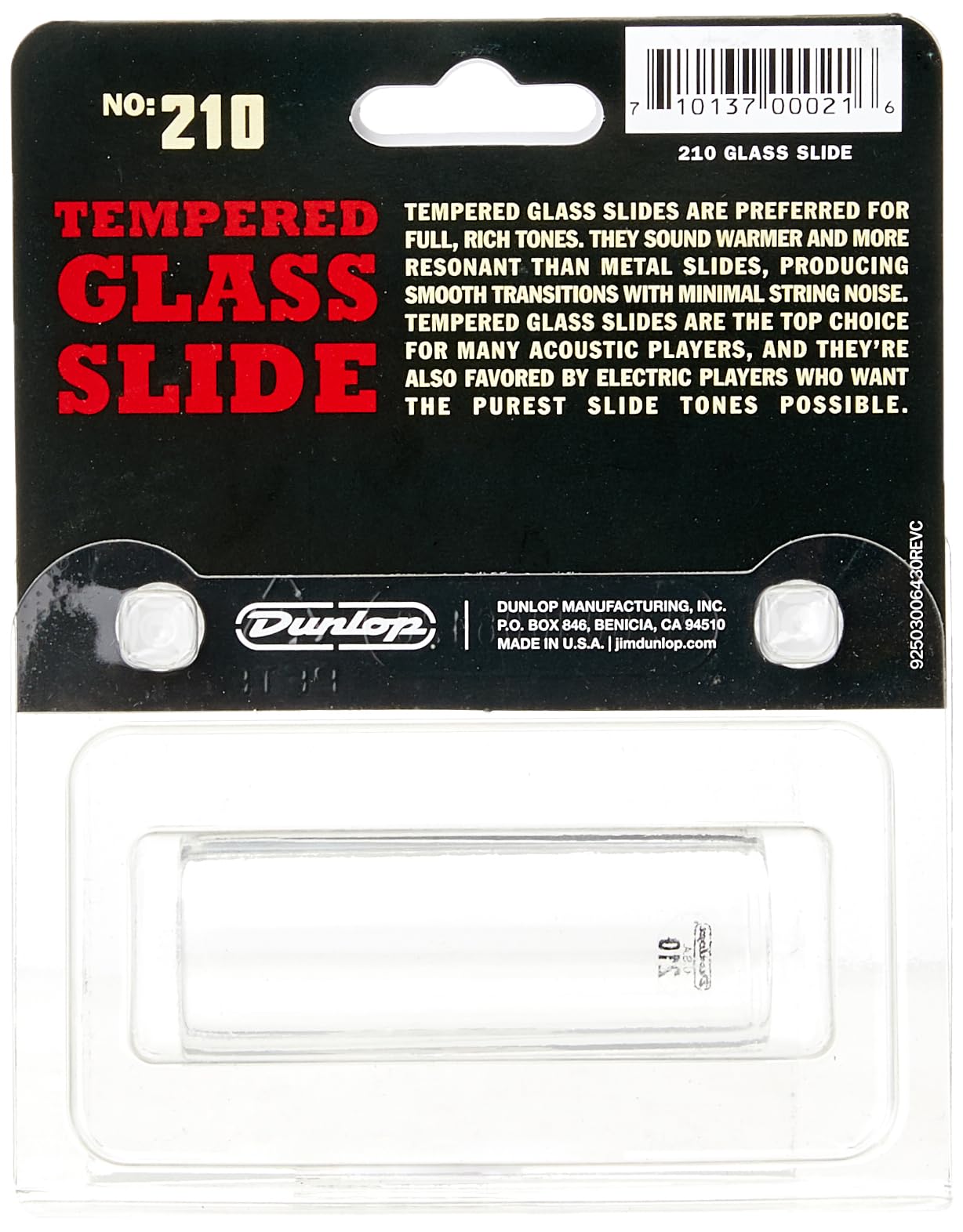 Jim Dunlop Dunlop 210 Tempered Glass Slide, Wall Thickness, Medium