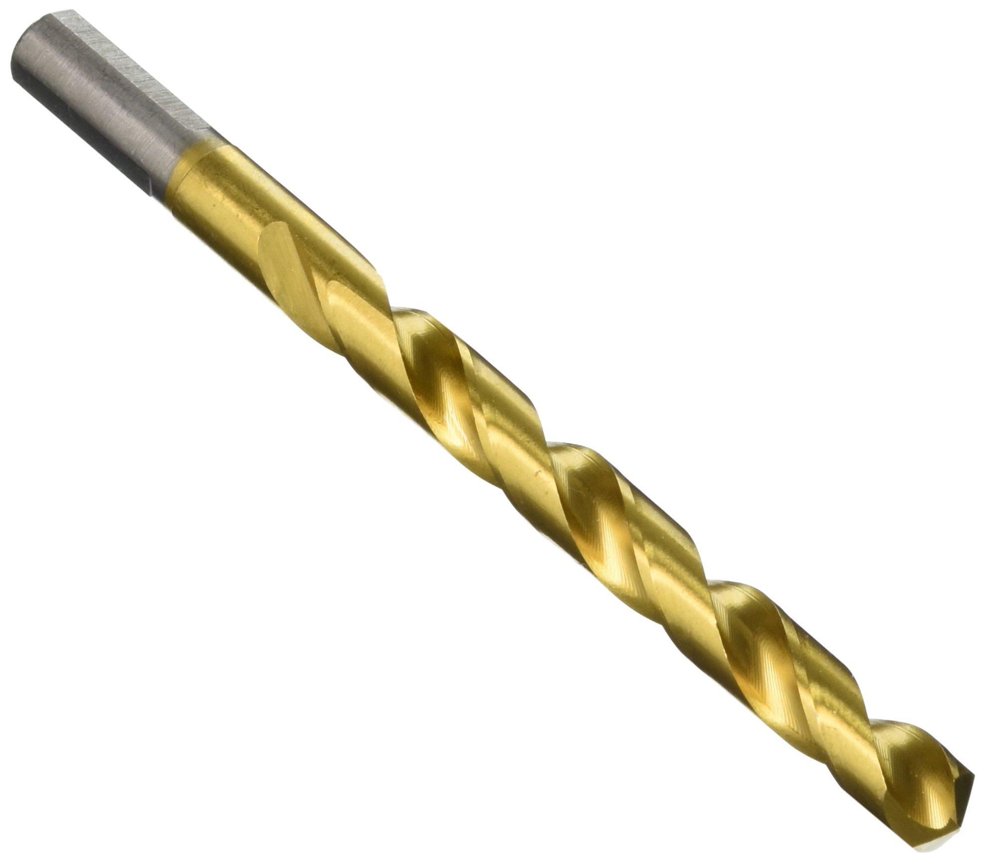 BOSCH TI2152 1-Piece 25/64 In. x 5-1/8 In. Titanium Nitride Coated Metal Drill Bit with 3/8 In. Reduced Shank for Applications in Heavy-Gauge Carbon Steels, Light Gauge Metal, Hardwood