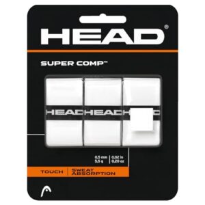 head super comp racquet overgrip - tennis racket grip tape - 3-pack, white