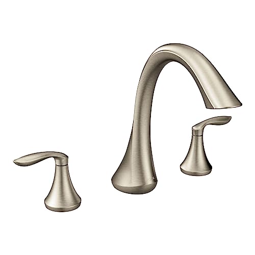 Moen Eva Brushed Nickel Transitional Two-Handle Deck Mount Roman Tub Faucet Trim Kit, Valve Required, T943BN