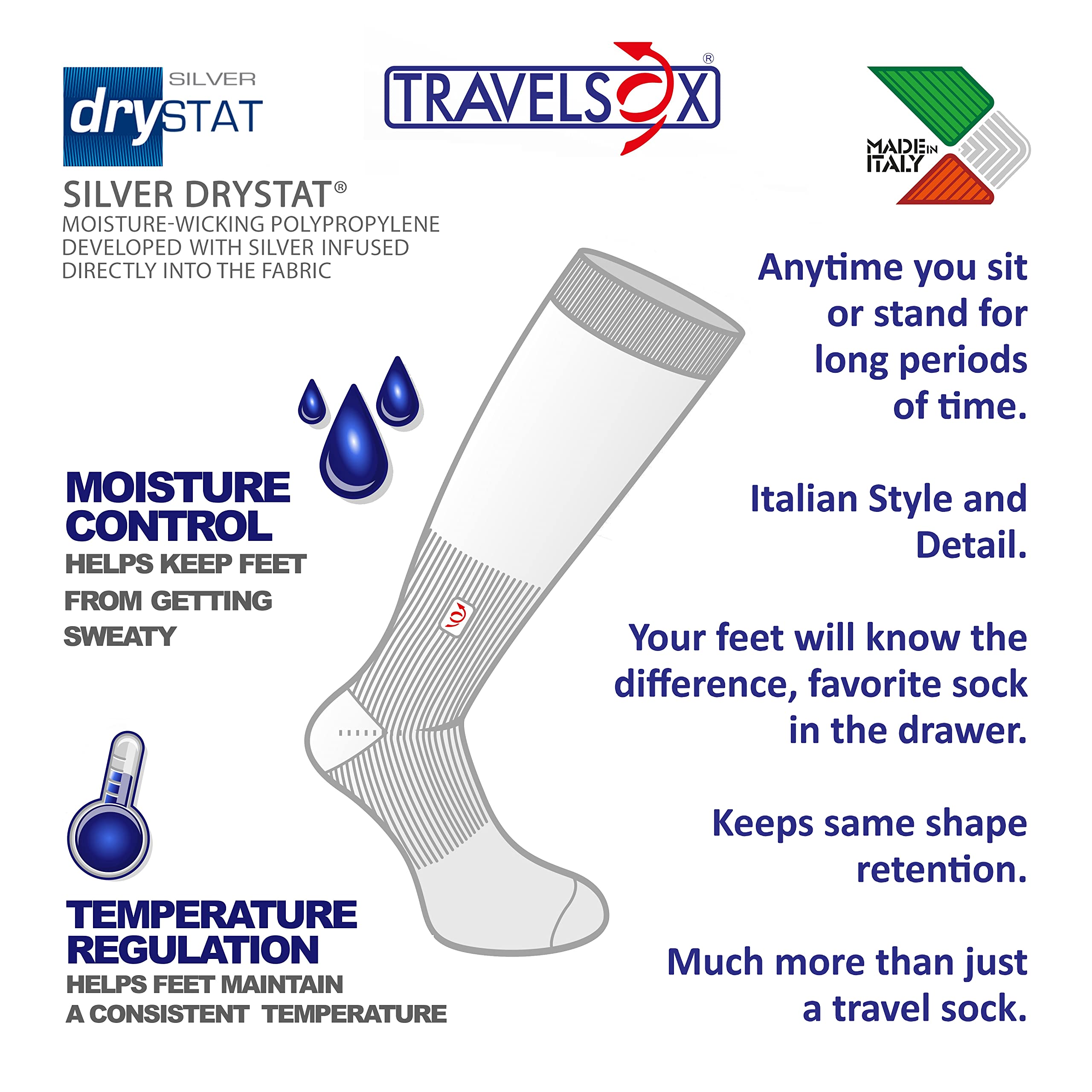 Travelsox mens Compression socks, Black, Large US