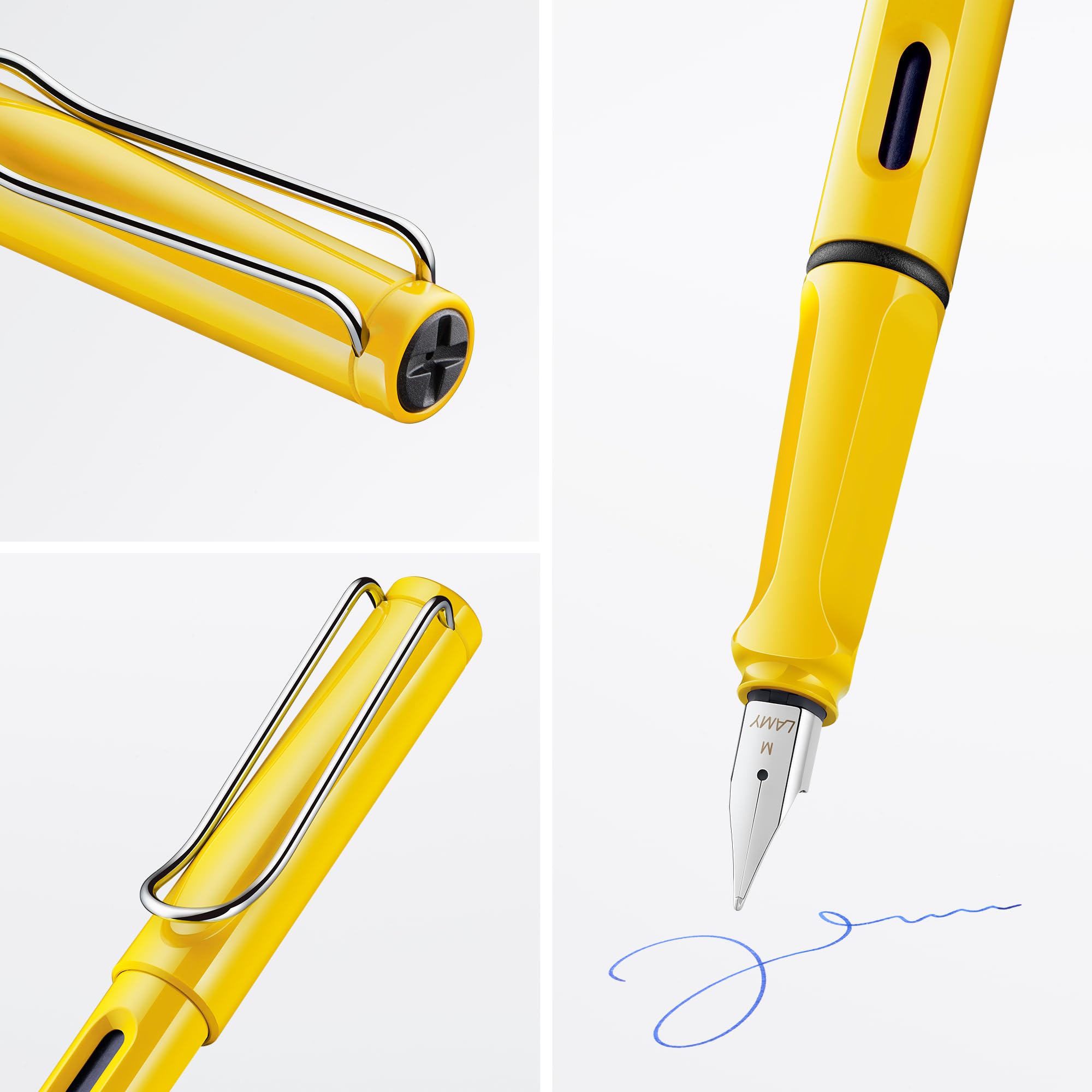 LAMY safari yellow - Fountain Pen with ergonomic grip & polished steel nib in size EF - ideal for any Writing & Calligraphy - including LAMY T 10 blue cartridge - Right-Handed