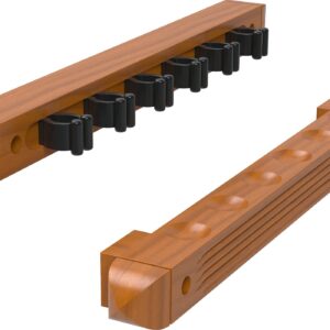 Fat Cat 2-Piece Wall Mounted Hardwood Billiard/Pool Cue Rack, Holds 6 Cues