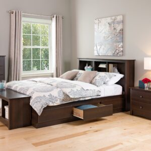 Prepac Full Mate's Platform Storage Bed with 6 Drawers, Espresso