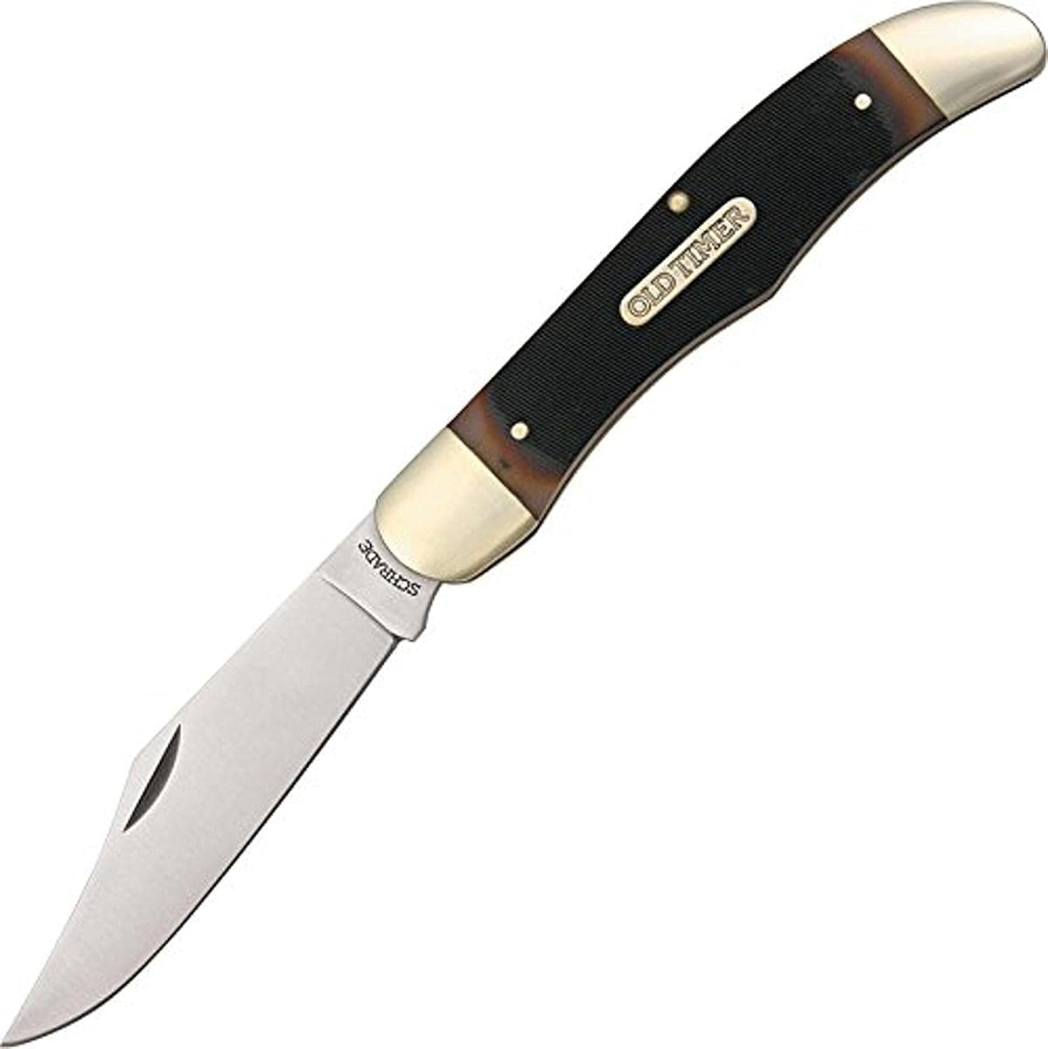 Old Timer 125OT Mustang 9.3in Traditional Folding Pocket Knife with 1 High Carbon Stainless Steel Blade, Ergonomic Sawcut Handle, and Leather Sheath for EDC, Hunting, Camping, Whittling, and Outdoors