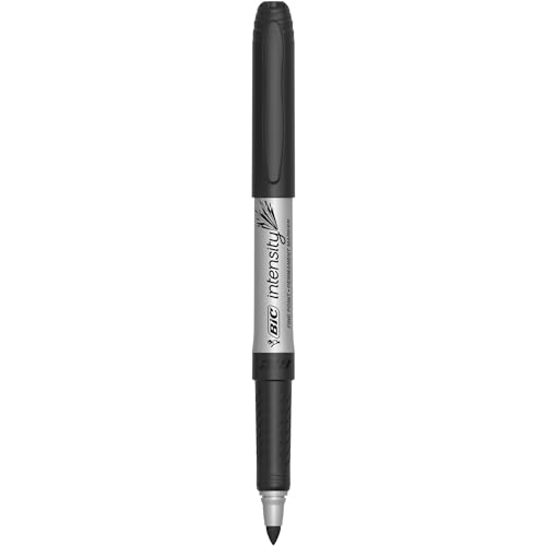 BIC Intensity Black Permanent Markers, Fine Point, 5-Count Pack of Black Markers With Non-Slip Grip for Comfort and Control