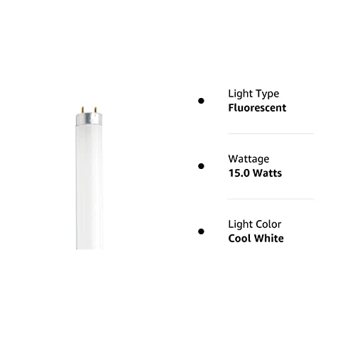 Sylvania 15W 18" T8 Linear Fluorescent Lamp, 4200K, 825 Lm, Non-Dimmable, Cool White - 1 Pack (21619)