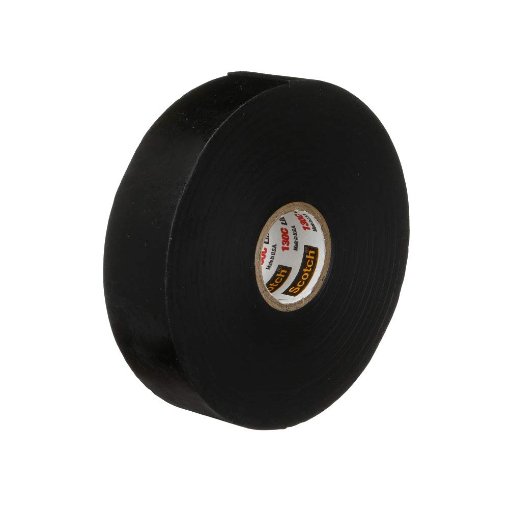 3M Scotch Linerless Electrical Splicing Tape 130C for Wires and Cables, 1 in x 30 ft, Rubber Backing, Self Fusing, UV Resistance, Highly Conformable, Moisture Seal, Black, 1 Roll