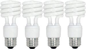 satco s6235 mini spiral compact flourescent light bulb 13w 2700k warm white cfl 4/pk