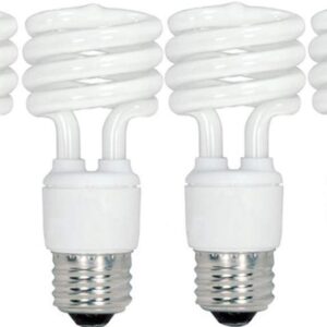 Satco S6235 Mini Spiral Compact Flourescent Light Bulb 13W 2700K Warm White CFL 4/PK