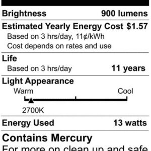 Satco S6235 Mini Spiral Compact Flourescent Light Bulb 13W 2700K Warm White CFL 4/PK