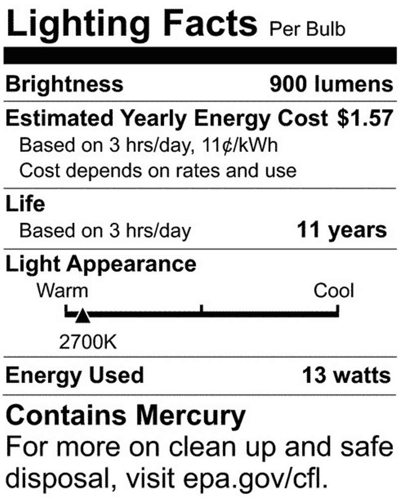 Satco S6235 Mini Spiral Compact Flourescent Light Bulb 13W 2700K Warm White CFL 4/PK